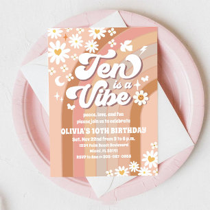 Invitación del 10º Cumpleaños de Retro Daisy