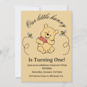 Invitación del 1er cumpleaños de Winnie Pooh