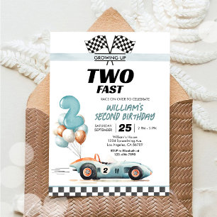 Invitación del 2º cumpleaños del coche de carreras