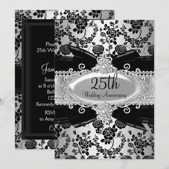 Invitación del 25º Aniversario de Black Silver Ros (Anverso / Reverso)