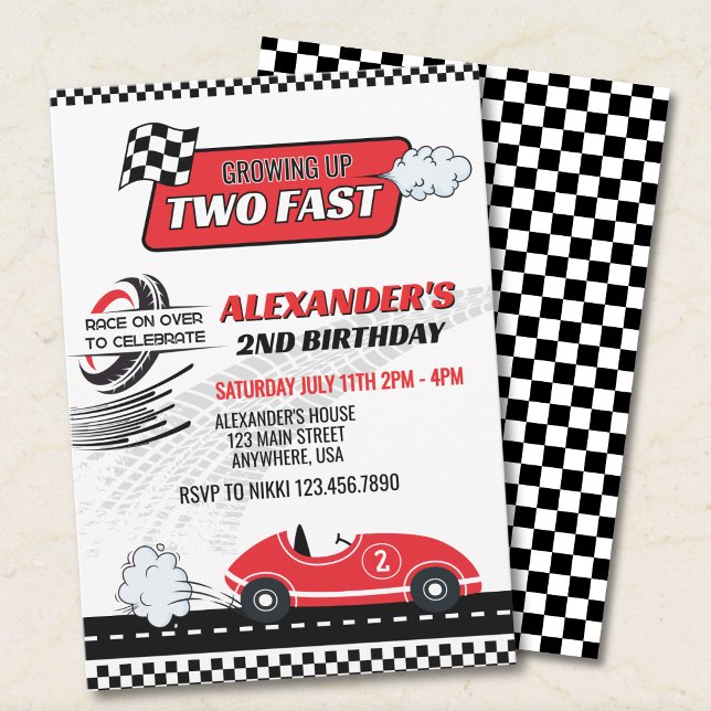 Invitación del 2do Cumpleaños de Two Fast Racing (Subido por el creador)