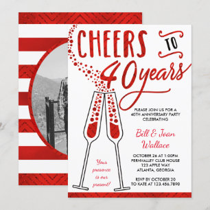 Invitación del 40 Aniversario, Brillo/Foil Artific