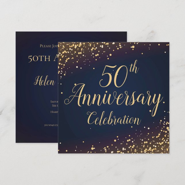 Invitación del 50º Aniversario de Confeti Dorado (Anverso / Reverso)