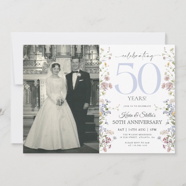 Invitación del 50º Aniversario de Wildflowers con  (Anverso)