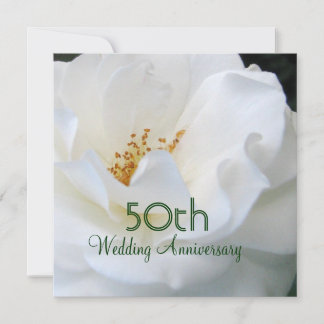 Invitación del 50 Aniversario Lovely White Rose