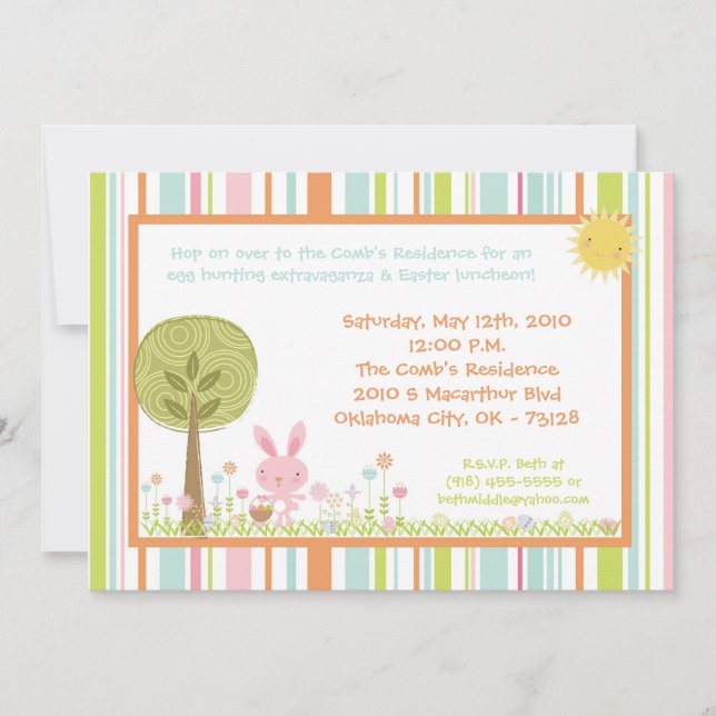invitación del almuerzo de Pascua de la caza del (Anverso)