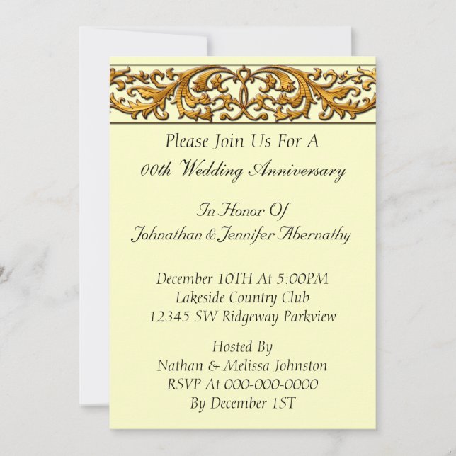 Invitación del aniversario de boda (Anverso)