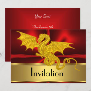 Invitación del Año del Dragón Rojo Dorado
