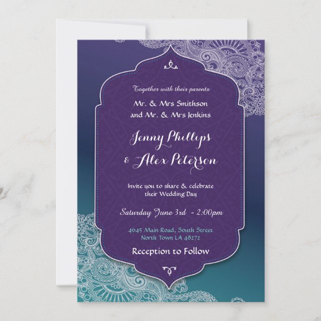 Invitación del árabe del banquete de boda de la (Anverso)