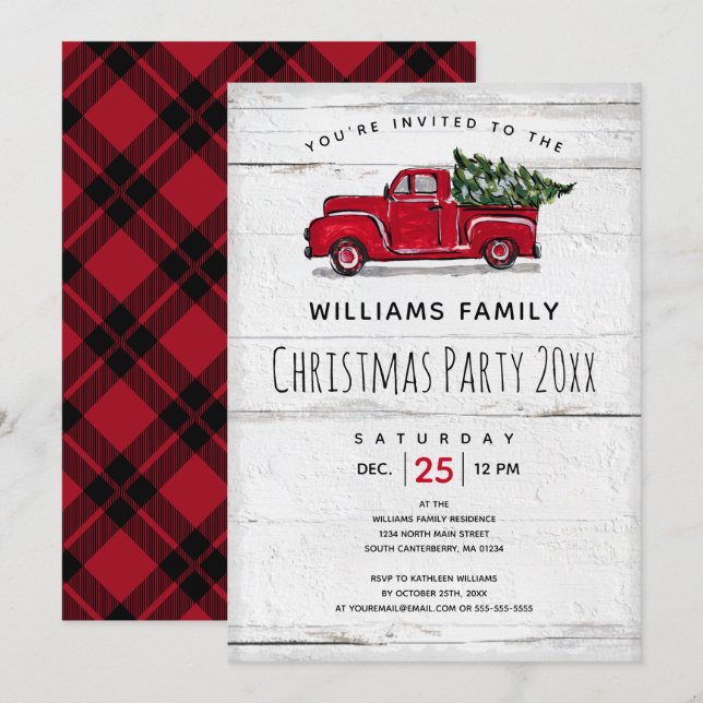 Invitación del árbol de Navidad del camión de anti (Anverso / Reverso)
