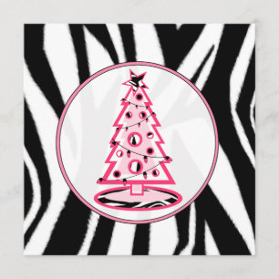 Invitación del árbol de navidad del rosa y del