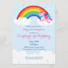 Invitación del arco iris del unicornio