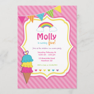 Invitación del arco iris/invitación del helado