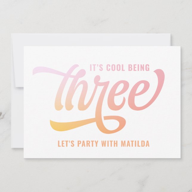 Invitación del arcoiris veraniego de tres fiestas  (Anverso)