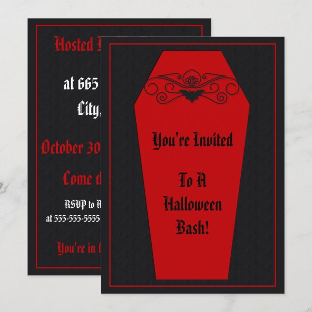 Invitación del ataúd del palo (Anverso / Reverso)