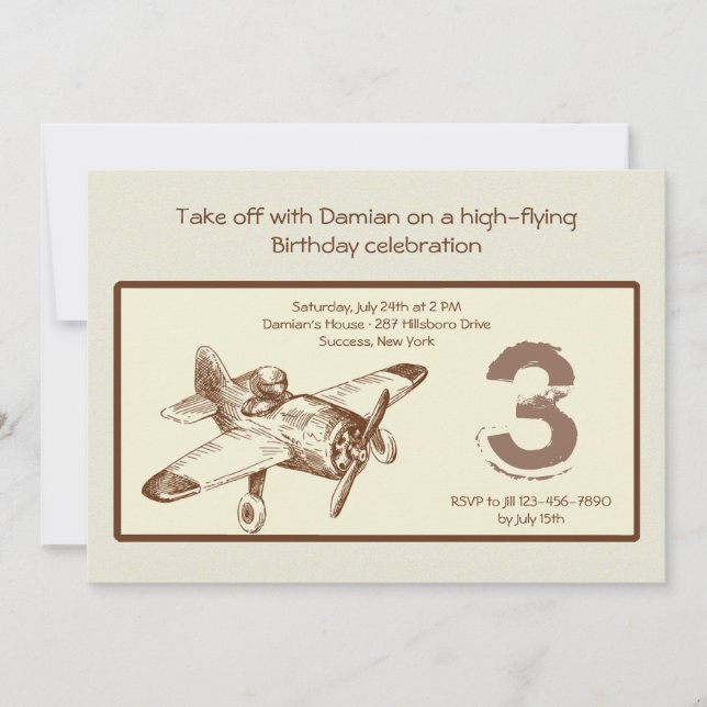 Invitación del aviador del vintage (Anverso)