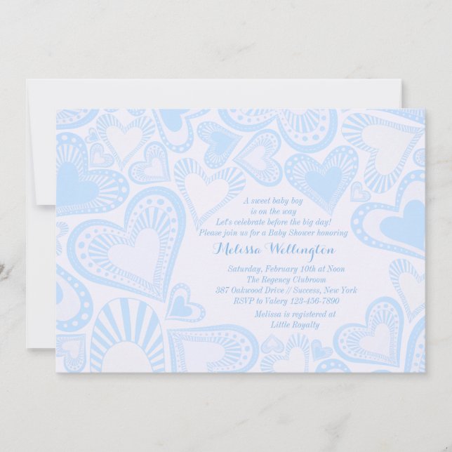 Invitación del azul del montaje del corazón (Anverso)