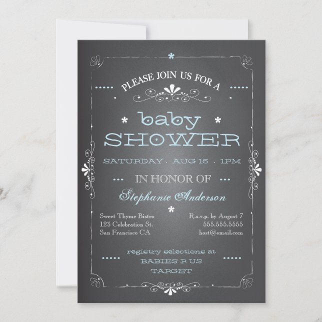 Invitación del azul del muchacho de Baby Shower de (Anverso)