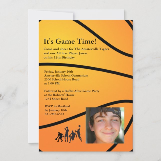 Invitación del baloncesto de la foto del tiempo (Anverso)