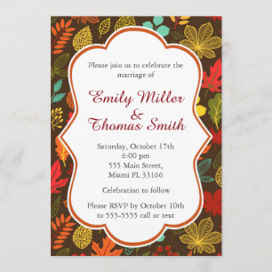 Invitación del banquete de boda de las hojas de