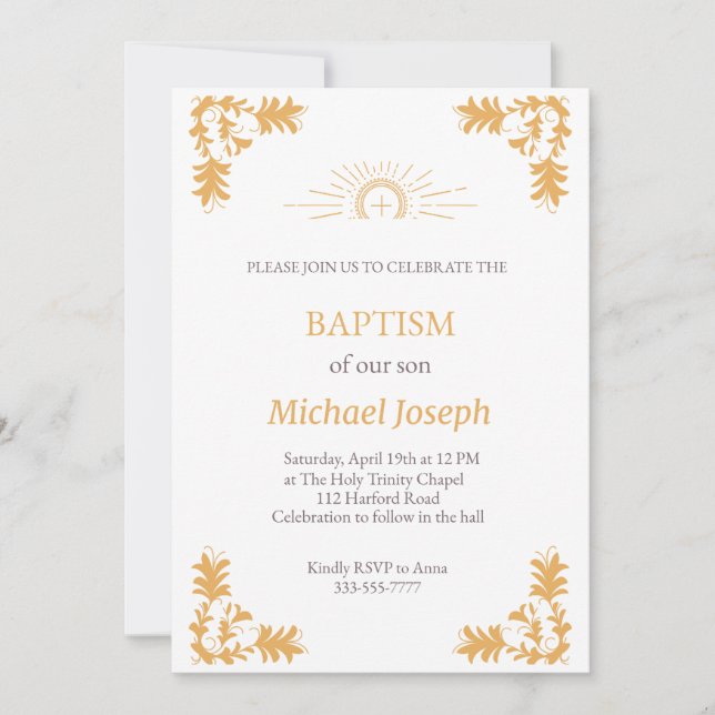 INVITACIÓN DEL BAPTISMO CRISTIANO (Anverso)