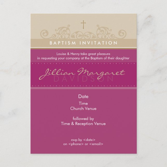 INVITACIÓN DEL BAPTISMO :: elegante 4 (Anverso)