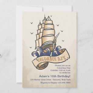 Invitación del barco del Día de Colón