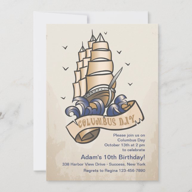 Invitación del barco del Día de Colón (Anverso)