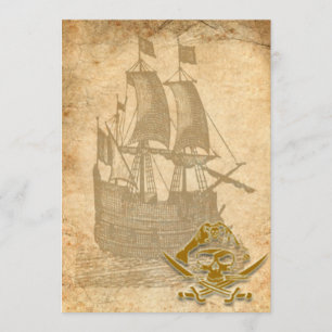Invitación del barco pirata y del cráneo
