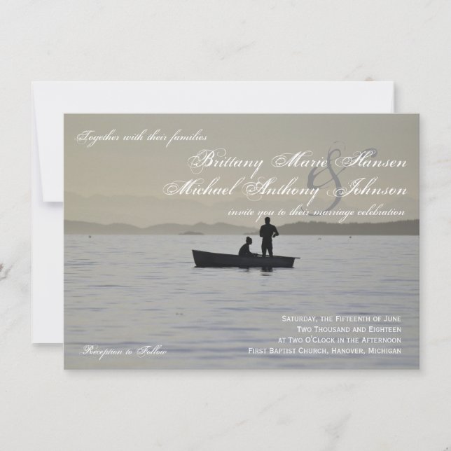 Invitación del barco y de la boda del lago (Anverso)