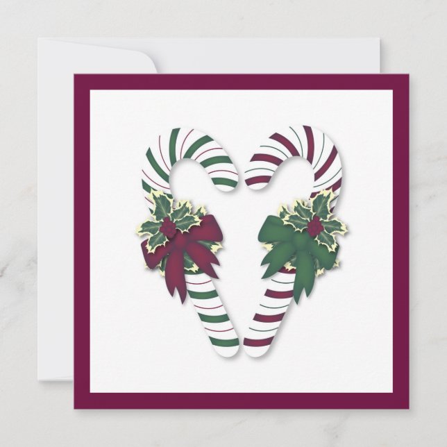 Invitación del bastón de caramelo del navidad (Anverso)