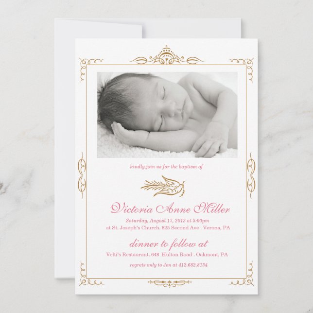 Invitación del bautismo del bebé (Anverso)