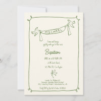 Invitación del bautismo dibujado a mano con paloma