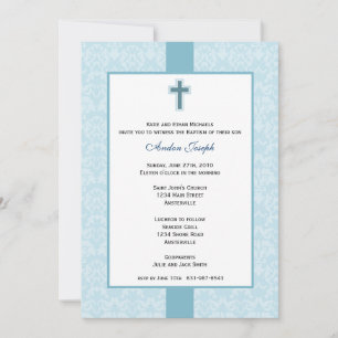 Invitación del bautismo verde azulado de Damasco.