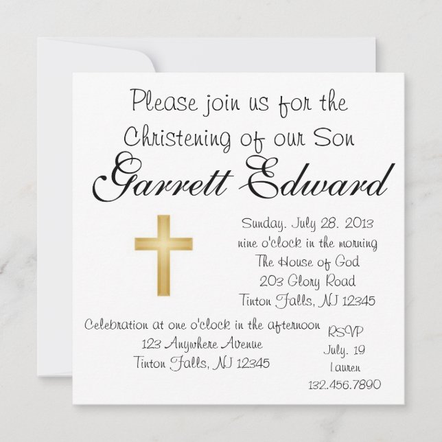 Invitación del bautizo (Anverso)