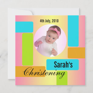 Invitación del bautizo del bebé multicolora