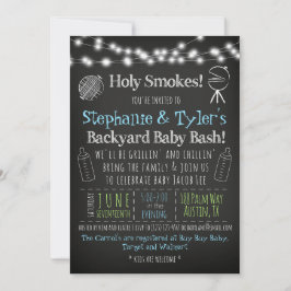 Invitación del Bbq Baby Shower de BabyQ y tarjeta