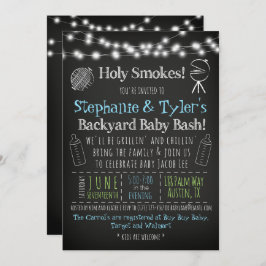 Invitación del Bbq Baby Shower de BabyQ y tarjeta