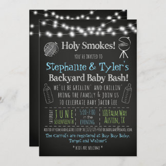 Invitación del Bbq Baby Shower de BabyQ y tarjeta