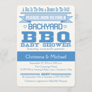 Invitación del Bbq Baby Shower del bebé azul
