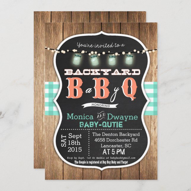 Invitación del Bbq de la ducha de los pares del (Anverso / Reverso)