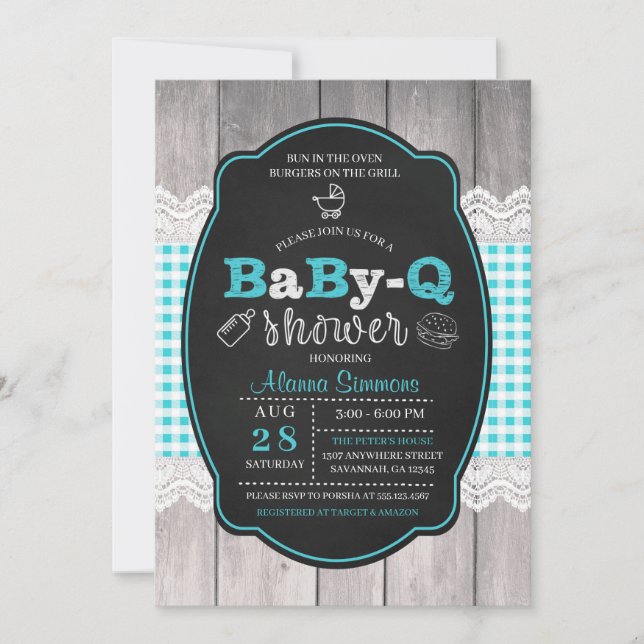 Invitación del Bbq del bebé Q Baby Shower (Anverso)