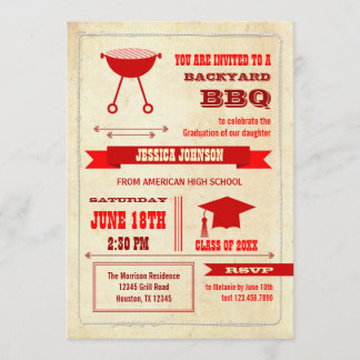Invitación del Bbq del patio trasero de la