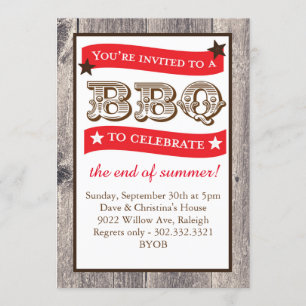 Invitación del Bbq del patio trasero de la viruta