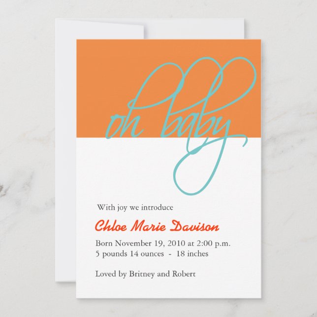 Invitación del bebé (Anverso)