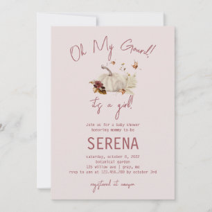 Invitación del bebé Chica de acuarela de la calaba