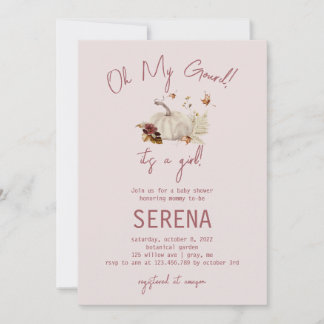Invitación del bebé Chica de acuarela de la calaba