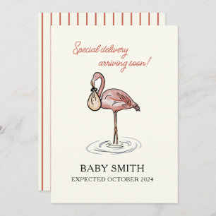 Invitación del bebé con flamingo acuático