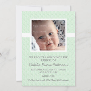 Invitación del bebé de la foto del marco verde de 