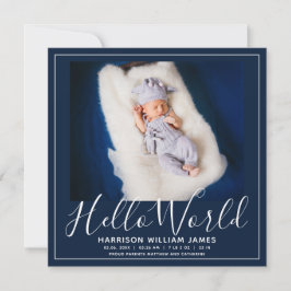 Invitación del bebé de la foto del mundo Hello